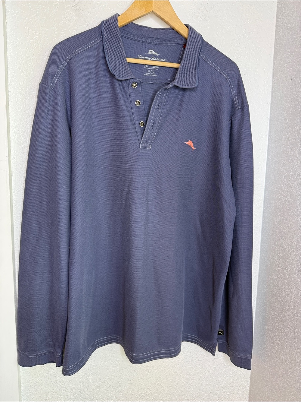 Tommy Bahama Emfielder Steel Blue Long Sleeve Polo Shirt XL